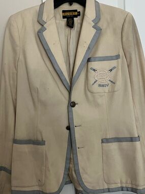 Rugby Ralph Lauren Cream Blazer with Light Blue Trim